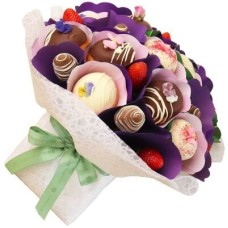 Flower Bouquet with Donuts and Strawberries